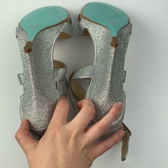 Betsy Johnson blue wedding Cheryl size 9.5 silver - Picture 4 of 7